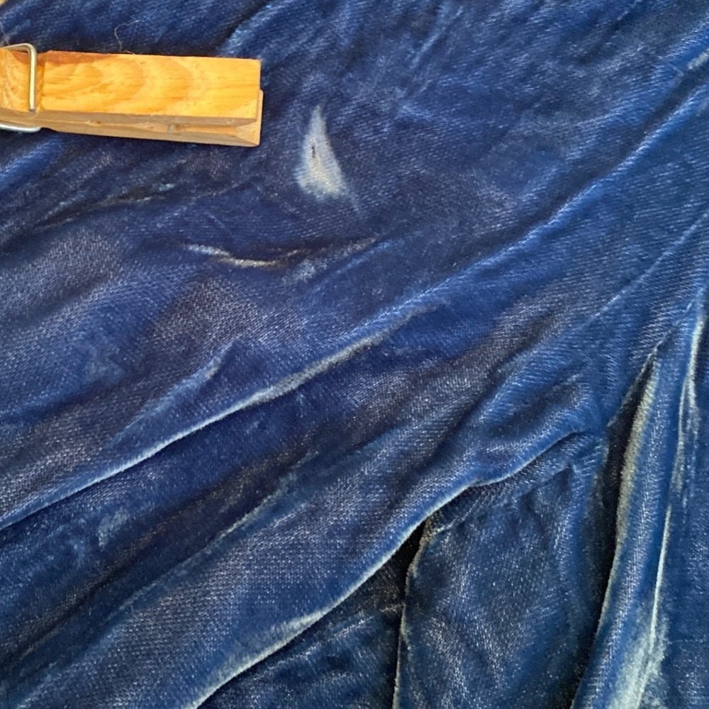 NEW SHOSHANNA Velvet‎ Puff Sleeve Ruffle Hem Mini Dress SZ 8 Blue Winter Holiday - Picture 7 of 9